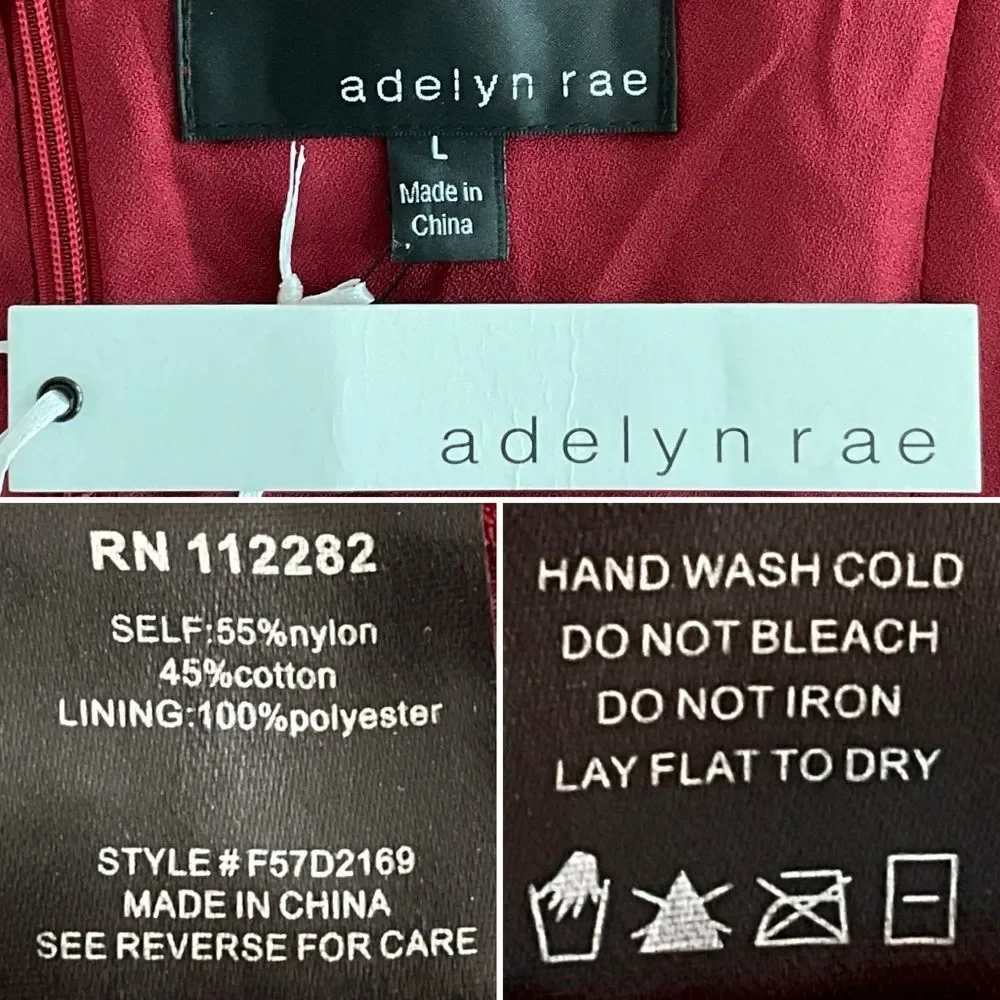 Adelyn Rae Lace Mini Dress Burgundy L